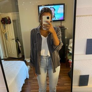 Rock & Republic slate gray button up shirt